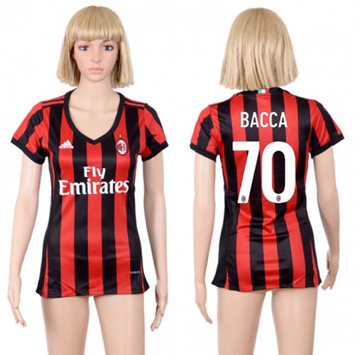 Women's AC Milan #70 Bacca Home Soccer Club Jersey